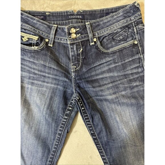Women’s Vigoss Denim Jeans New York Slim Boot Rhinestones Size 9/10 - Picture 5 of 12